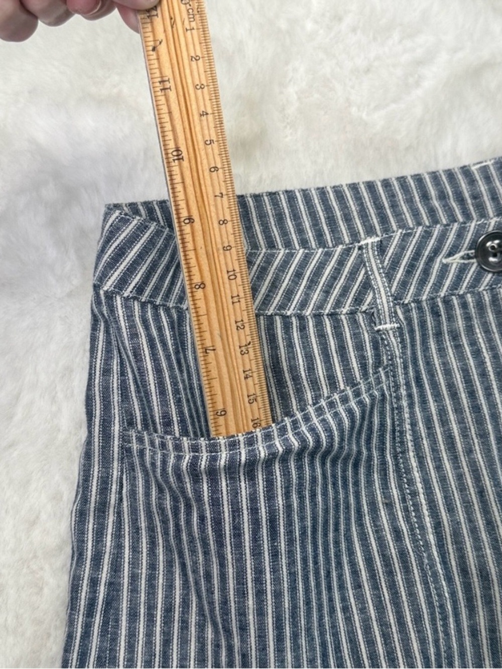 EUC Sundance Blue & White Pinstripe Wide-Leg Linen Pants - Picture 10 of 11